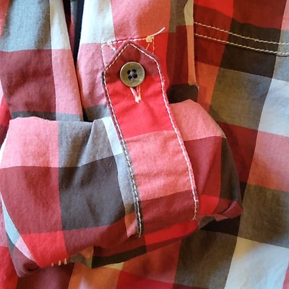 Kenneth Cole Men's Button Down Casual Long Sleeve Shirt. Grays & Reds Sz S - Picture 7 of 11